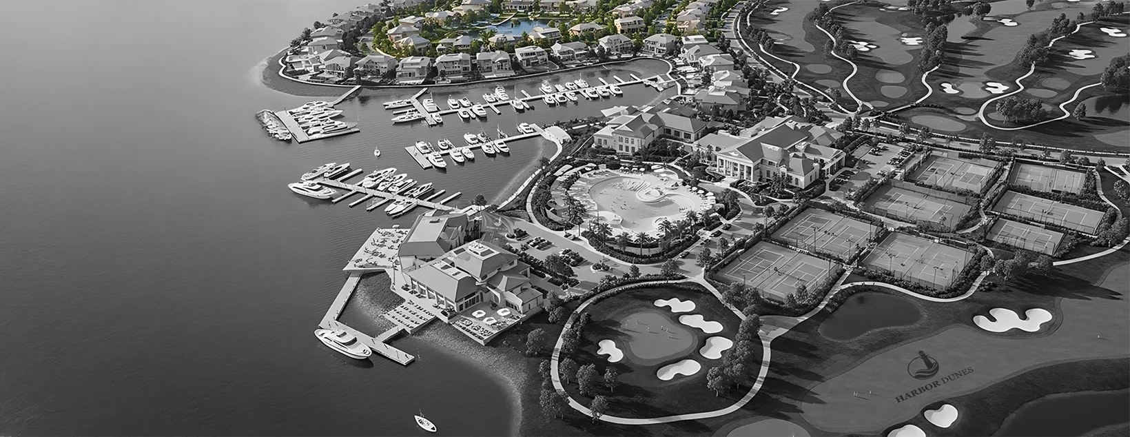 Bird’s-eye view of Harbor Dunes Club with POA area